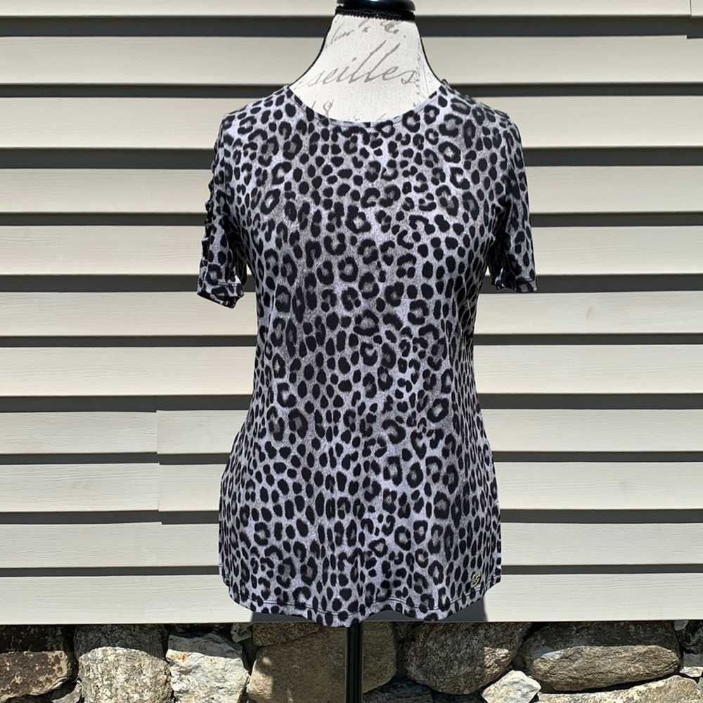 MICHAEL MICHAEL KORS Gunmetal Leopard Print T-Shirt